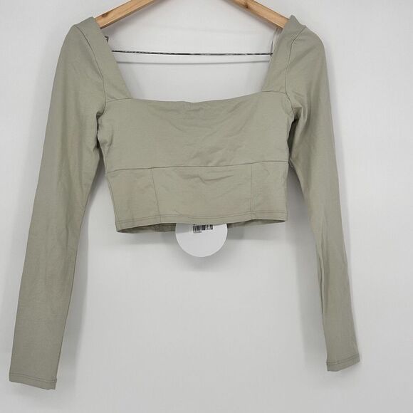 Princess Polly | Green Crop Blouse Long Sleeve Top | Sz‎ 4 Spring Casual - Picture 6 of 11